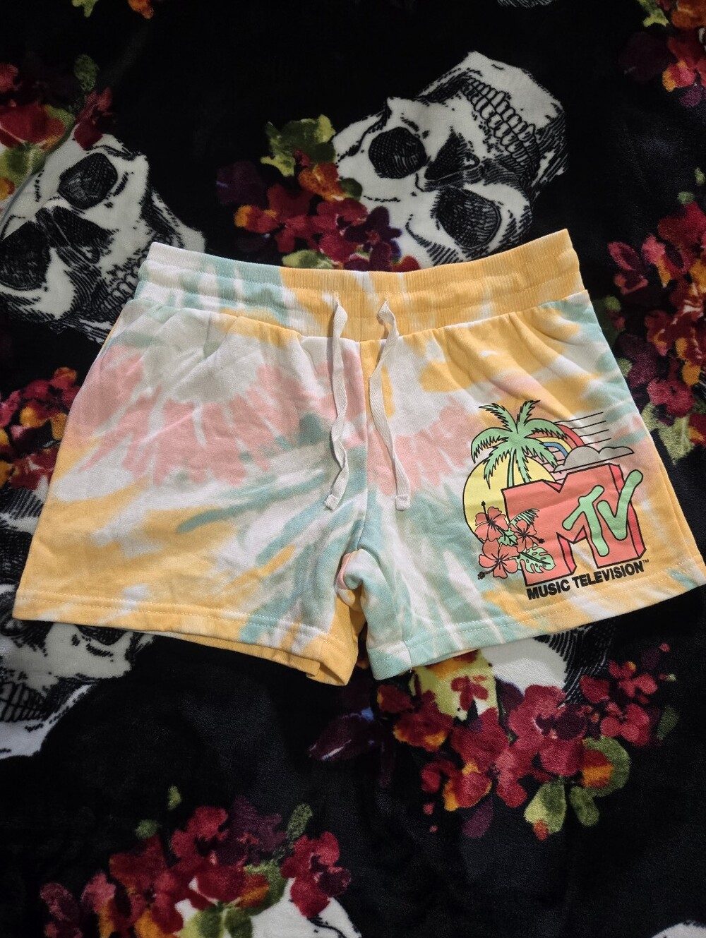 MTV Women's Tie-Dye Fleece Sweat Shorts